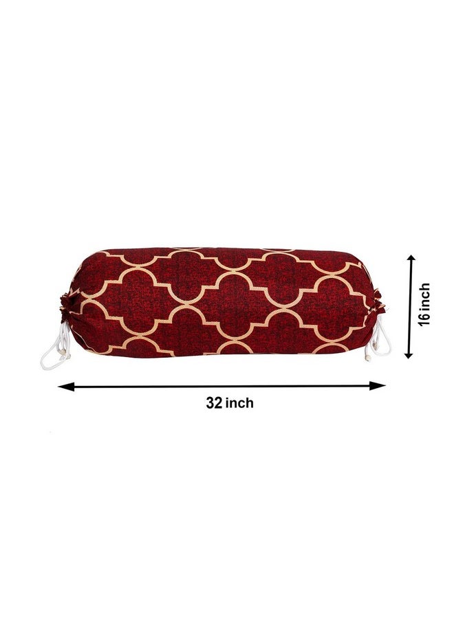 Kuber Industries Kuber Industries Bolster Cover Set of 2 | Side Pillow Cover for Bedroom, Living Room | Bolster Pillow Cover 16x32 inches | Red  - Image 3