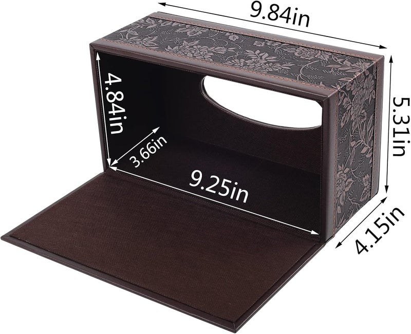 RHCSZ Antique PU Leather Tissue Box Holder Cover Rectangular Napkin Case Dispenser,Home Office Car Tissue Holder with Magnetic Bottom,Facial Tissue Organizer (Retro) - Image 2