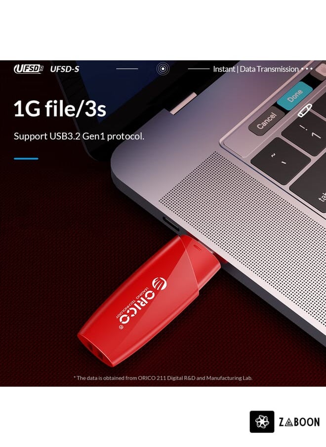 ORICO UFS Flash Drive, Read: 450MB/s, Write: 350MB/s, Memory:64GB, Port:Type-C(Red)