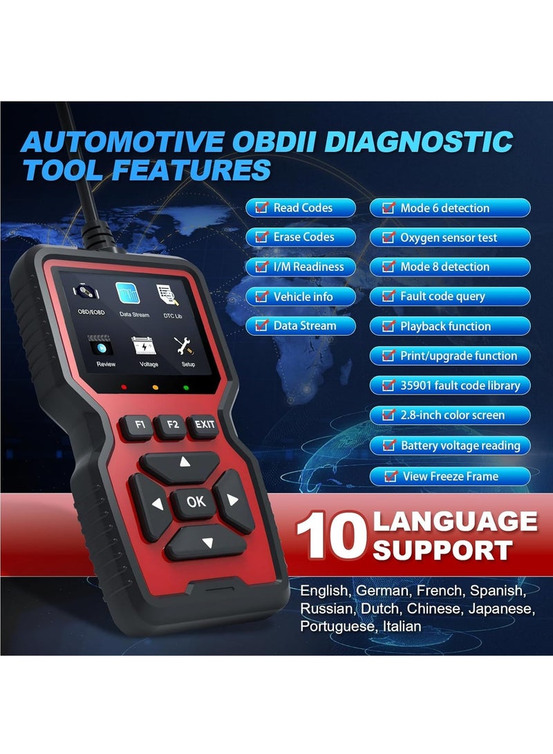OBD2 Scanner Diagnostic Tool Check Engine Fault Code, Car Diagnostic Scan Tools with Print Function Professional OBD2 Code Reader for OBDII/EOBD Protocol Cars