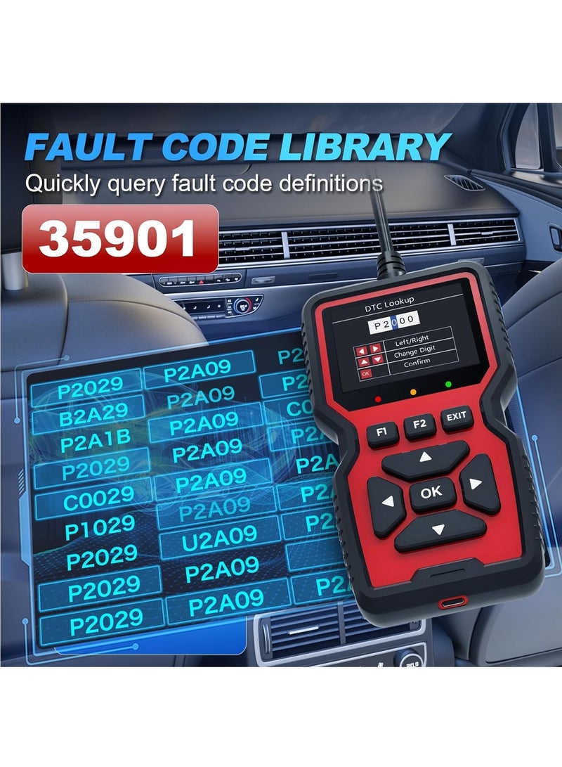 OBD2 Scanner Diagnostic Tool Check Engine Fault Code, Car Diagnostic Scan Tools with Print Function Professional OBD2 Code Reader for OBDII/EOBD Protocol Cars