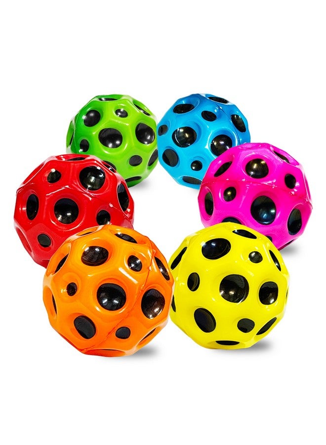 VGRASSP Super Bouncy Rubber Moon Ball Toy for Kids and Adults with Craters - High Bounce, Textured Grip, Perfect for Playtime Fun - Soft Foam Ball, Multicolor (Pack of 6) - Image 1