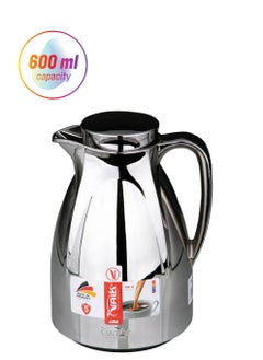 Valk Vacuum Flask with Double Wall Glass (600ml) | Wide Mouth with Anti-Leakage Cap Double Walled Travel Mug | Liter Chrome Color,  04-371  - Image 1