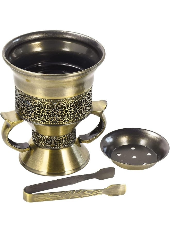 SAQOWARE - Saqoware Premium Metal Frankincense Resin Incense Burner, Incense Censer, Portable Bakhoor Burner,  Bakhoor Burner, Myrrh Burner with Tongs for Yoga, Spa Aromatherapy - Image 1