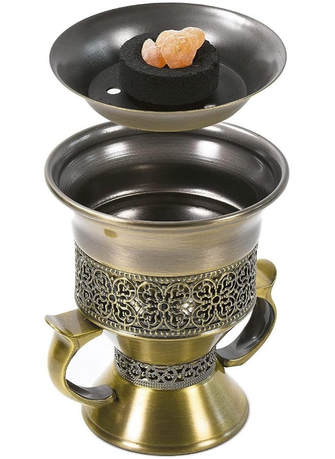 SAQOWARE - Saqoware Premium Metal Frankincense Resin Incense Burner, Incense Censer, Portable Bakhoor Burner,  Bakhoor Burner, Myrrh Burner with Tongs for Yoga, Spa Aromatherapy - Image 1
