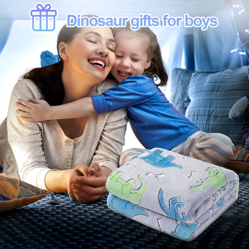TEHALK Glow in The Dark Blanket for Kids  Dinosaur Blanket for Boys  Kids Blanket for Boys  Toddler Blanket for Boys  Dinosaur Gifts for Boys/Kids  Soft Fleece Blanket Throw  Birthday Gifts 50""x60"" - Image 5