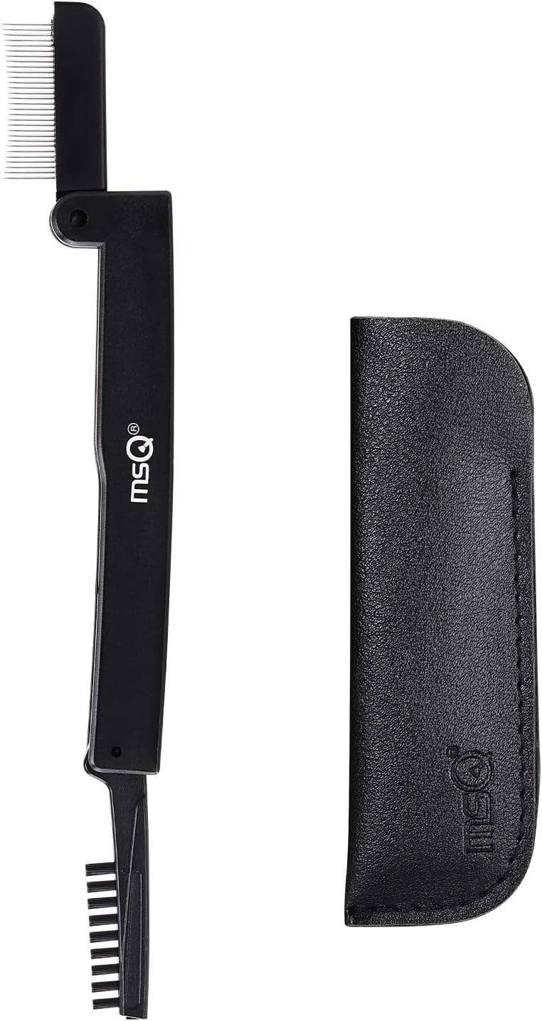 MSQ Folding Eyelash Comb Dual Head Eyebrow Comb Eye Lashes Separator Mascara Shaper Brush Makeup Brush Folding Eye Lash Brow Comb