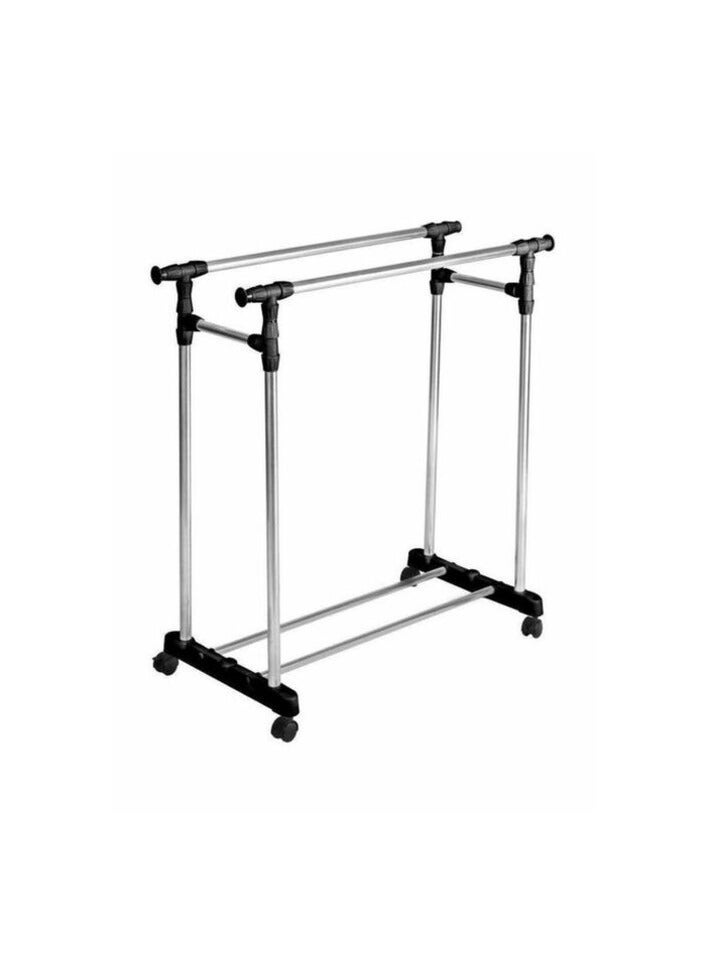 Raxoom Double Pole Extendable Clothes Rack Silver/Black - Image 2