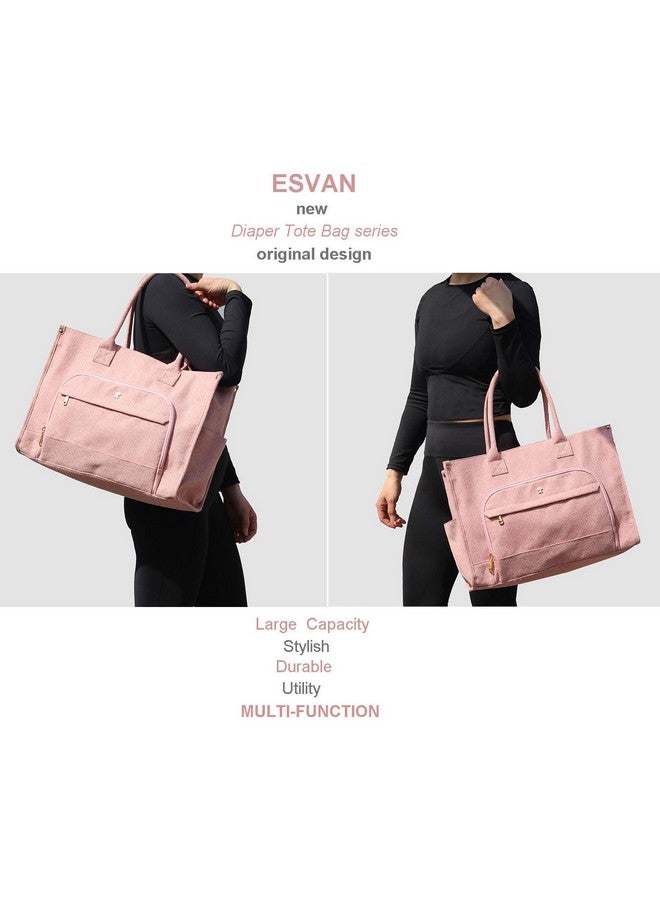 ESVAN Travel Diaper Tote Bag, with 2 Insulated Pouches Utility Tote Travel Diaper Bag for Parenting & Work Nurse Teacher Use - Image 5