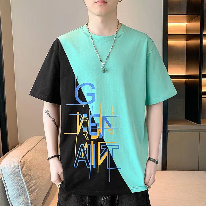 Short-Sleeved T-Shirt Men'S Summer Loose Trbottomy Brand Ins Trbottomy Casual Boys' Large Size Bottoming Half-Sleeved Tops T-Shirts For Men - Image 1