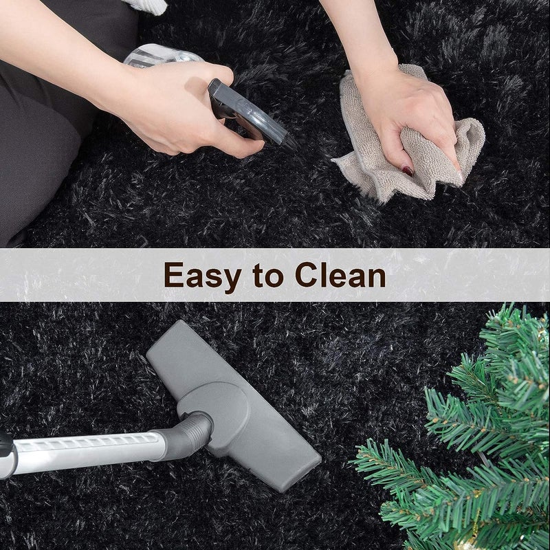 shardha Home Microfiber Soft Shaggy Fur Carpets Rugs for Living RoomBedroom Hall Area Floor Carpet Runner Mat for Home Black 2x3 feet