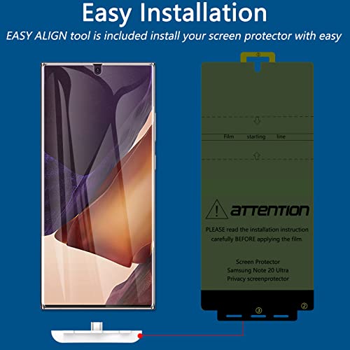 LYWHL [2+2 Pack] for Samsung Note 20 Ultra Privacy Screen Protector, [Support Fingerprint ID] Anti-Spy Black Full Adhesive Flexible Film + Camera Lens Glass Protector for Galaxy Note 20 Ultra - Image 4
