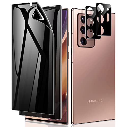 LYWHL [2+2 Pack] for Samsung Note 20 Ultra Privacy Screen Protector, [Support Fingerprint ID] Anti-Spy Black Full Adhesive Flexible Film + Camera Lens Glass Protector for Galaxy Note 20 Ultra - Image 1
