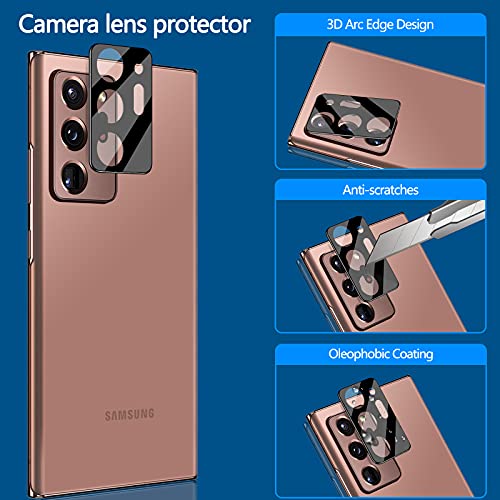 LYWHL [2+2 Pack] for Samsung Note 20 Ultra Privacy Screen Protector, [Support Fingerprint ID] Anti-Spy Black Full Adhesive Flexible Film + Camera Lens Glass Protector for Galaxy Note 20 Ultra - Image 5