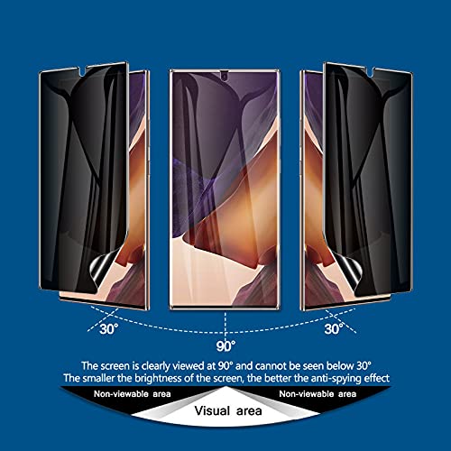 LYWHL [2+2 Pack] for Samsung Note 20 Ultra Privacy Screen Protector, [Support Fingerprint ID] Anti-Spy Black Full Adhesive Flexible Film + Camera Lens Glass Protector for Galaxy Note 20 Ultra - Image 2