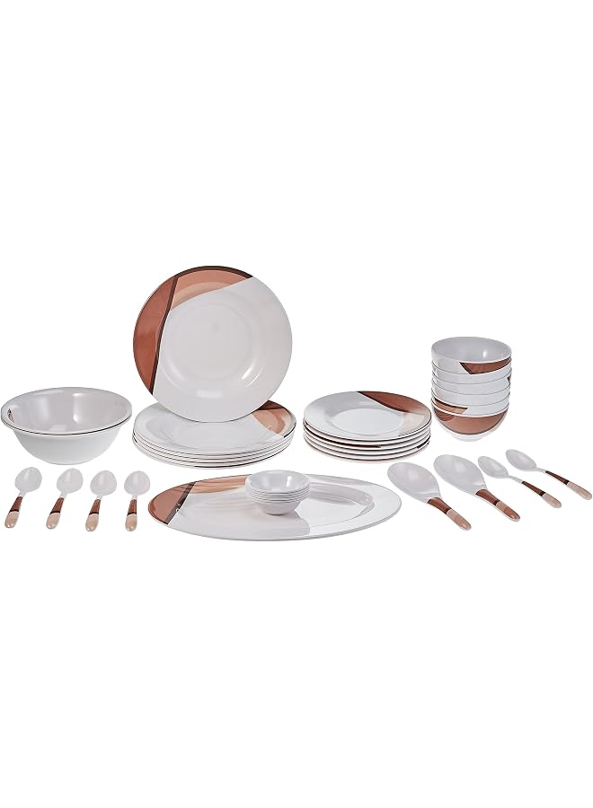 S-TOP 35 Pieces Dinner Set, White, Melamine - Image 1