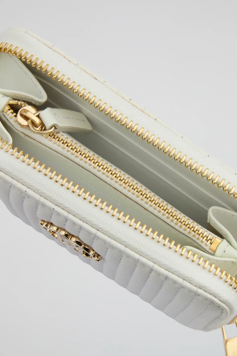 روبرتو كافالي Roberto Cavalli White Quilted Zip-Around Wallet