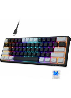 أولا لوحة مفاتيح سلكية للألعاب F3261، لوحة مفاتيح ميكانيكية بإضاءة خلفية 29 RGB بنسبة 60%، مفاتيح زرقاء، إضاءة LED RGB كاملة، لوحة مفاتيح صغيرة صغيرة الحجم للكمبيوتر الشخصي/Mac/الكمبيوتر المحمول/Wins  - Image 1