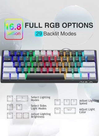 F3261 Wired Gaming Keyboard,29 RGB Backlit 60%  Mechanical Keyboard,Blue Switches,Full RGB LED Lighting,Mini Small Compact Keyboard for PC/Mac/Laptop/Wins - view 2