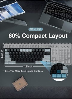 أولا لوحة مفاتيح سلكية للألعاب F3261، لوحة مفاتيح ميكانيكية بإضاءة خلفية 29 RGB بنسبة 60%، مفاتيح زرقاء، إضاءة LED RGB كاملة، لوحة مفاتيح صغيرة صغيرة الحجم للكمبيوتر الشخصي/Mac/الكمبيوتر المحمول/Wins  - Image 3