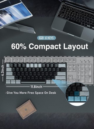 F3261 Wired Gaming Keyboard,29 RGB Backlit 60%  Mechanical Keyboard,Blue Switches,Full RGB LED Lighting,Mini Small Compact Keyboard for PC/Mac/Laptop/Wins - view 3