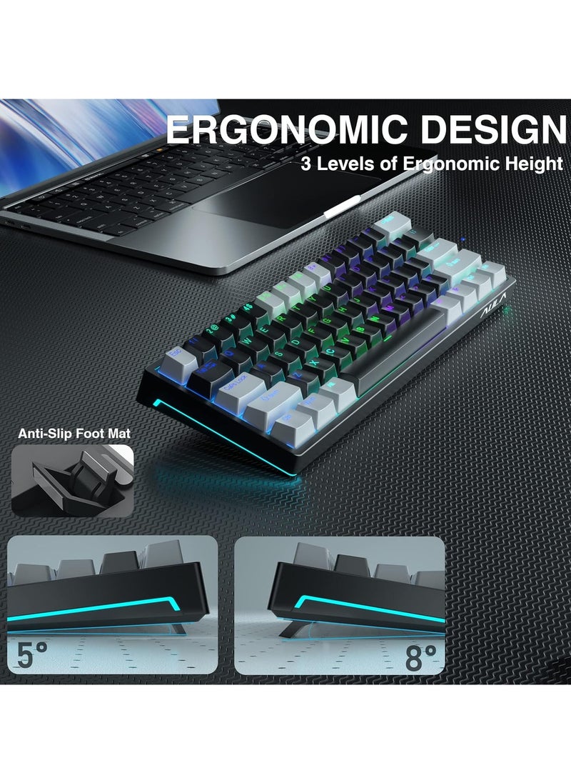 أولا - لوحة مفاتيح سلكية للألعاب F3261، لوحة مفاتيح ميكانيكية بإضاءة خلفية 29 RGB بنسبة 60%، مفاتيح زرقاء، إضاءة LED RGB كاملة، لوحة مفاتيح صغيرة صغيرة الحجم للكمبيوتر الشخصي/Mac/الكمبيوتر المحمول/Wins - Image 1