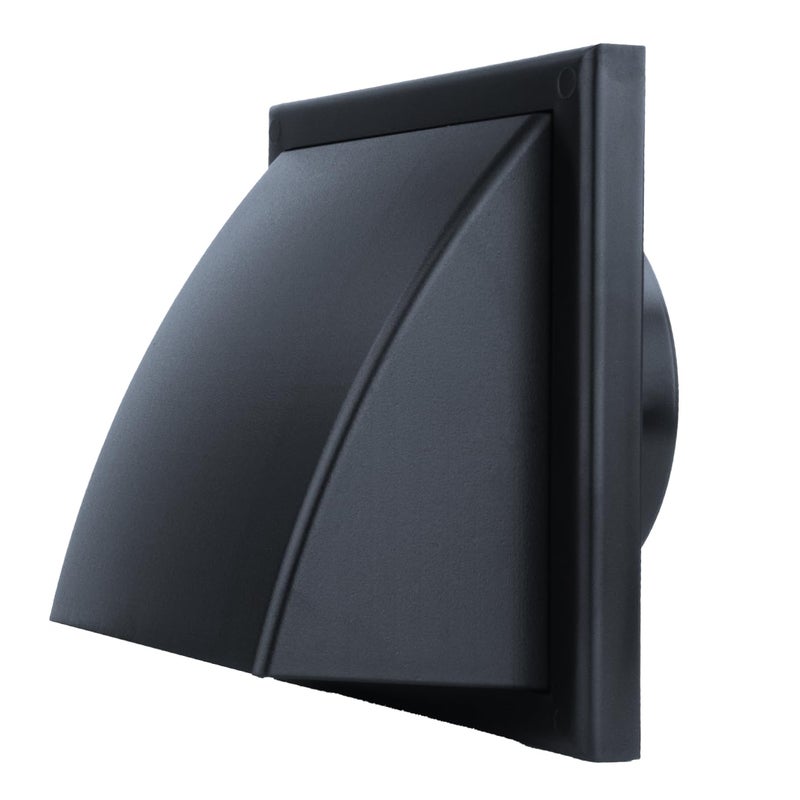 Generic Vents 6 inch Black Plastic Cowled Air Vent Wall Grill with 150 mm Rear Spigot Ducting Gravity Flap Grille Cover for Hooded Cooker Hood Outlet Kitchen Bathroom Shed Extractor Fan Ventilation  - Image 1