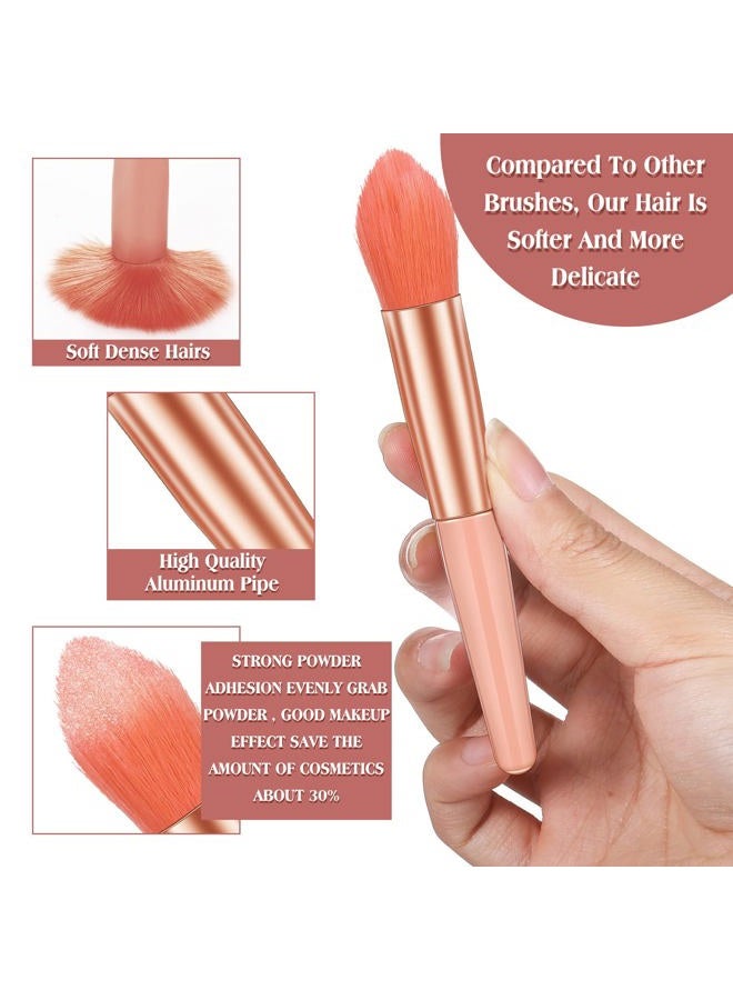 Rtteri 4 Sets Travel Makeup Brush Synthetic Makeup Brushes with Case Face Eye Lip Brush Kit for Bridesmaid Gift Cosmetics Foundation Powder Eyeshadow Blush Concealer Eyebrow Eyelash (Pink) - Image 4