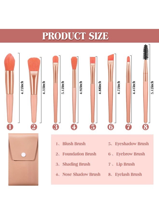 Rtteri 4 Sets Travel Makeup Brush Synthetic Makeup Brushes with Case Face Eye Lip Brush Kit for Bridesmaid Gift Cosmetics Foundation Powder Eyeshadow Blush Concealer Eyebrow Eyelash (Pink) - Image 2