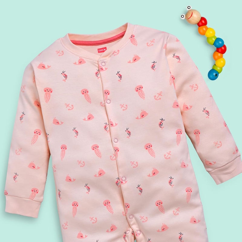 LuvLap Unisex Full Sleeve Rompers Set - Multicolour (3 Pack) for 9-12 Months - Image 5