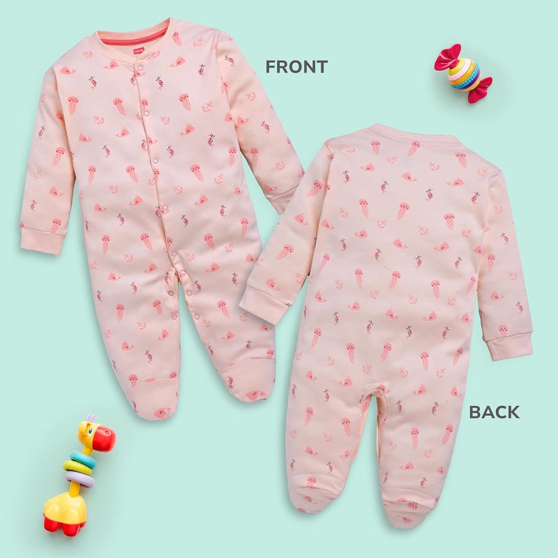 LuvLap Unisex Full Sleeve Rompers Set - Multicolour (3 Pack) for 9-12 Months - Image 2