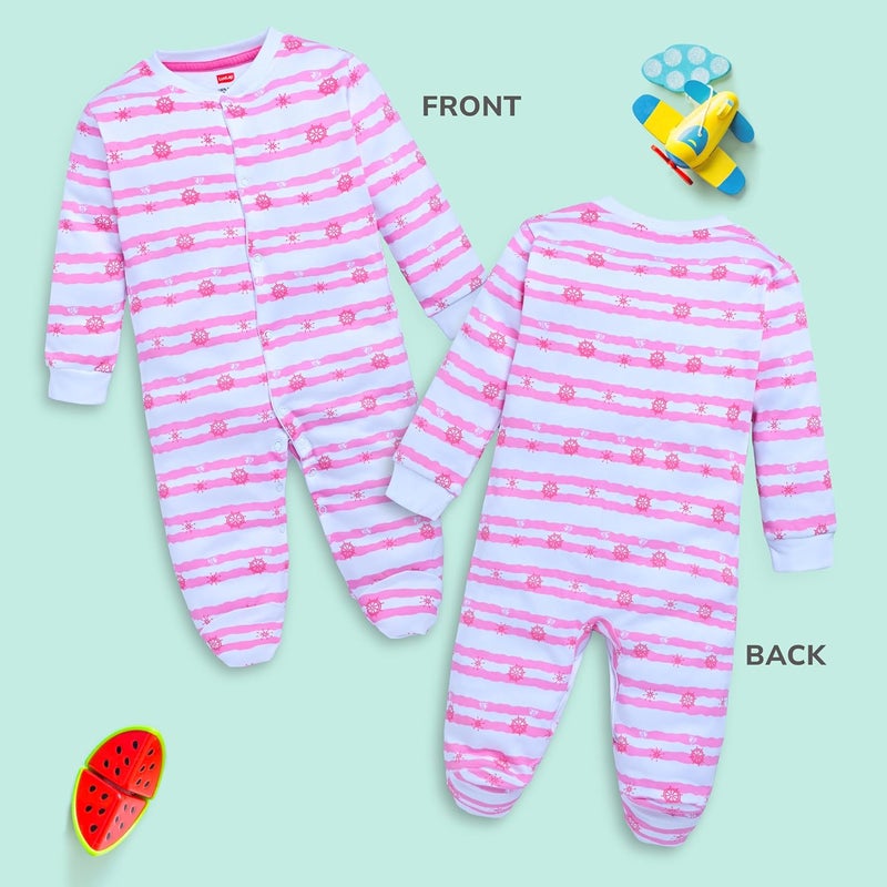 LuvLap Unisex Full Sleeve Rompers Set - Multicolour (3 Pack) for 9-12 Months - Image 3