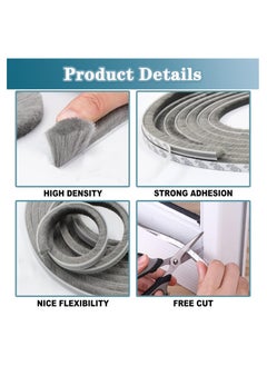 JOGAMS 10m Self Adhesive Weather Stripping Door Seal Brush Weather Seal Strip for Windows and Doors Felt Door Seal Window Insulation Sealing Strip Brush Weatherstrip  - Image 2