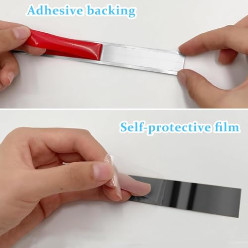 STORE 2508 Store2508 5 Meters 20mm Wide Metal Trim Wall Strip, 201 Stainless Steel Self Adhesive Peel and Stick Wall Trim Metalized Mirror-Like Finish for Wall Ceiling Floor Cabinet Tile Edge Moulding (Black) - Image 5