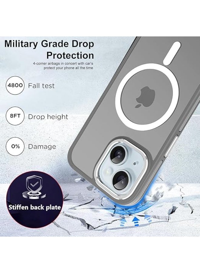 Magnetic Case Compatible with iPhone 14 [MagSafe Compatible] Shockproof Clear Protective Case for Women and Men for iPhone 14 6.1 inch (Gray) - Image 4