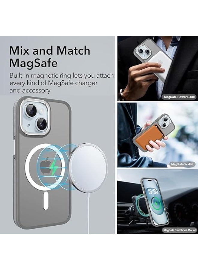 Magnetic Case Compatible with iPhone 14 [MagSafe Compatible] Shockproof Clear Protective Case for Women and Men for iPhone 14 6.1 inch (Gray) - Image 3