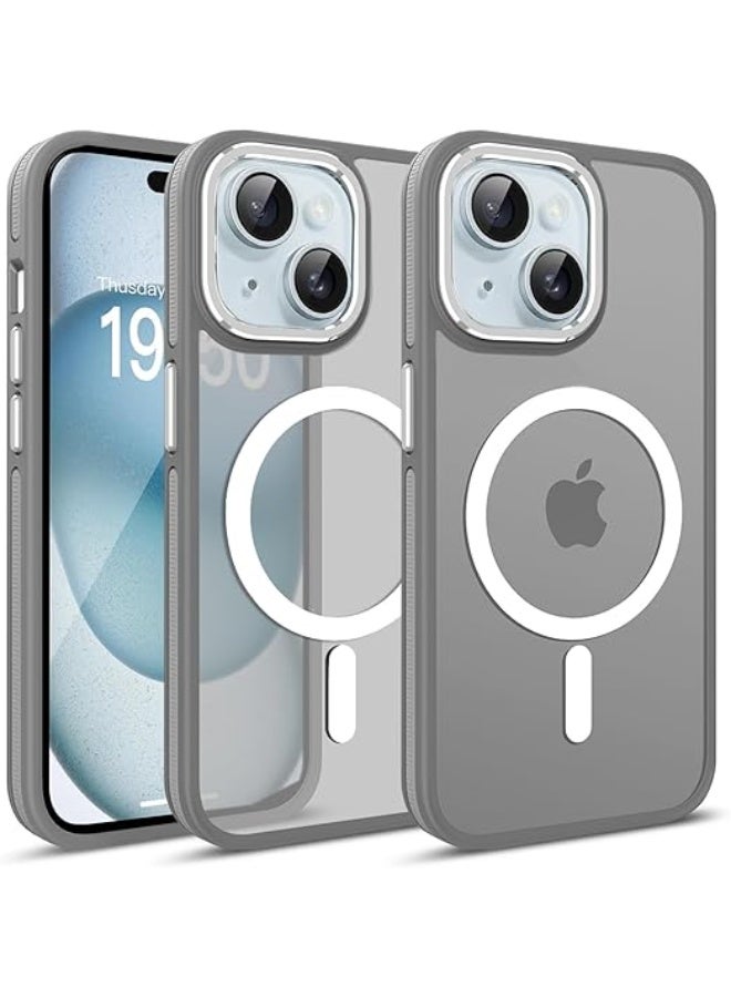 Magnetic Case Compatible with iPhone 14 [MagSafe Compatible] Shockproof Clear Protective Case for Women and Men for iPhone 14 6.1 inch (Gray) - Image 1