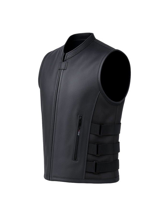 Jackets 4 Bikes New Men's Armor Motorcycle Leather Adjustable Vest Stylish Black - Image 1