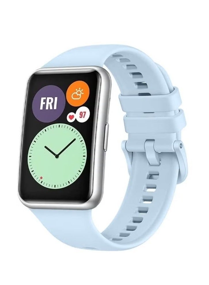 vesus Adjustable Silicone Sport Watch Bands Replacement Wristband Compatible With Huawei Watch Fit 2 Light Blue