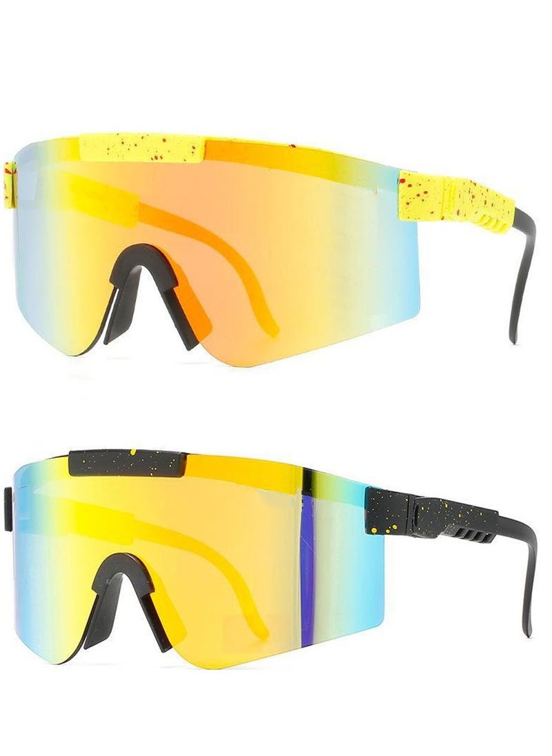 Polarized Cycling Glasses for Men Women, 2 Pack UV Protection Sports Frameless Sunglasses, Anti-glare Trendy Sport Glasses UV400 for Cycling, Fishing, Running, Golf, Outdoor Sports - Image 1