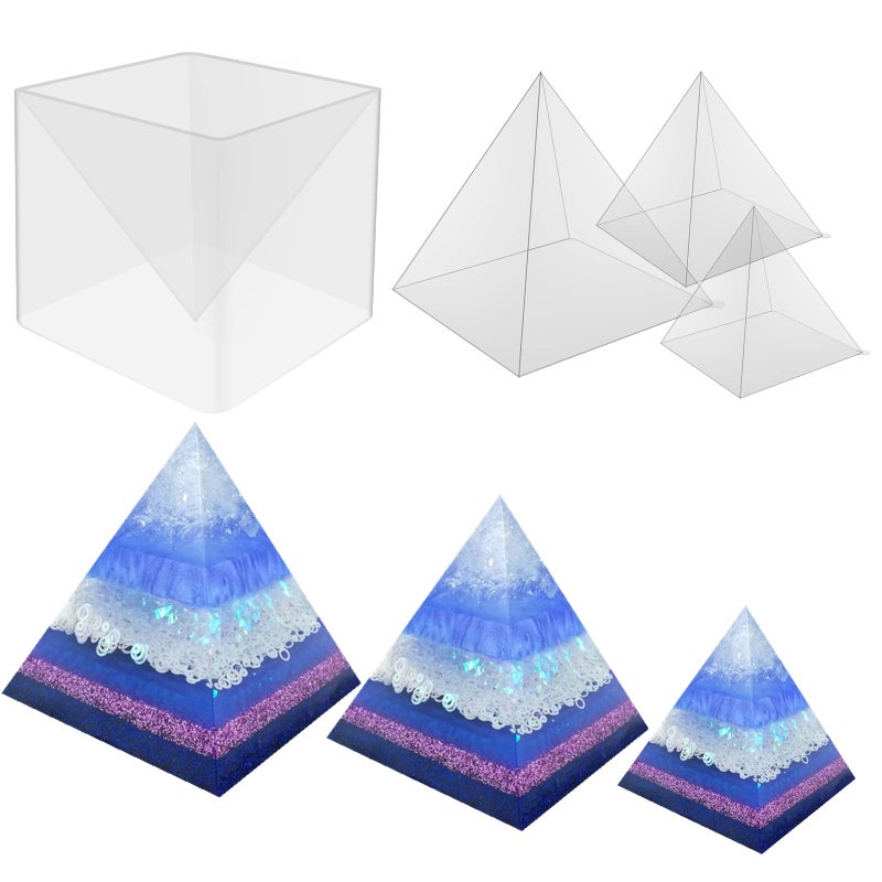 Super Large Clear Silicone Pyramid Molds  3 Pcs 4775 Inner Silicone Resin Molds for DIY Orgonite Orgonite Jewelry
