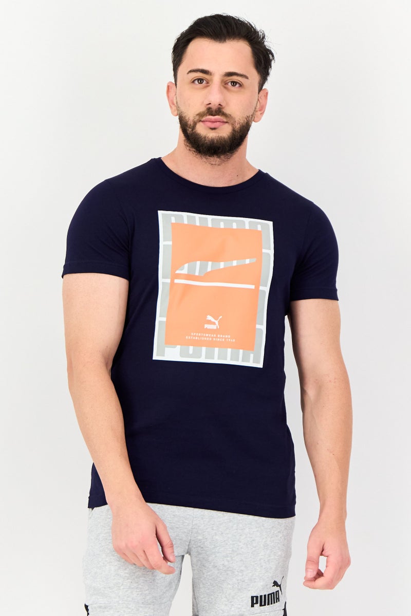 PUMA تي شيرت رياضي للرجال بأكمام قصيرة، خارجي، لون كحلي - Image 1