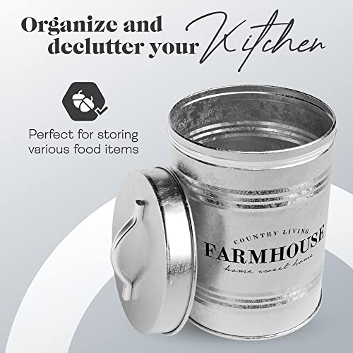 Amici Home Farmhouse Galvanized Canister | Dry Food Storage Container | Airtight Lid | 76 Oz Capacity | Farmhouse Décor | Rustic Metal Canister for Kitchen Countertop - Image 3