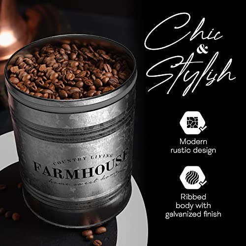 Amici Home Farmhouse Galvanized Canister | Dry Food Storage Container | Airtight Lid | 76 Oz Capacity | Farmhouse Décor | Rustic Metal Canister for Kitchen Countertop - Image 5