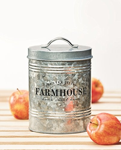 Amici Home Farmhouse Galvanized Canister | Dry Food Storage Container | Airtight Lid | 76 Oz Capacity | Farmhouse Décor | Rustic Metal Canister for Kitchen Countertop - Image 2