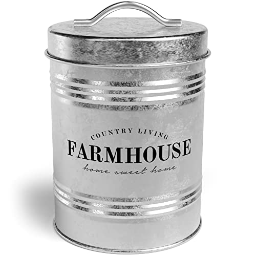 Amici Home Farmhouse Galvanized Canister | Dry Food Storage Container | Airtight Lid | 76 Oz Capacity | Farmhouse Décor | Rustic Metal Canister for Kitchen Countertop - Image 1