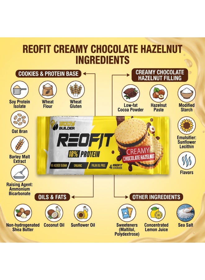 Body Builder Reofit Cookies Creamy Chocolate Hazelnut Sugar Free 3.2g Protein 1Pc