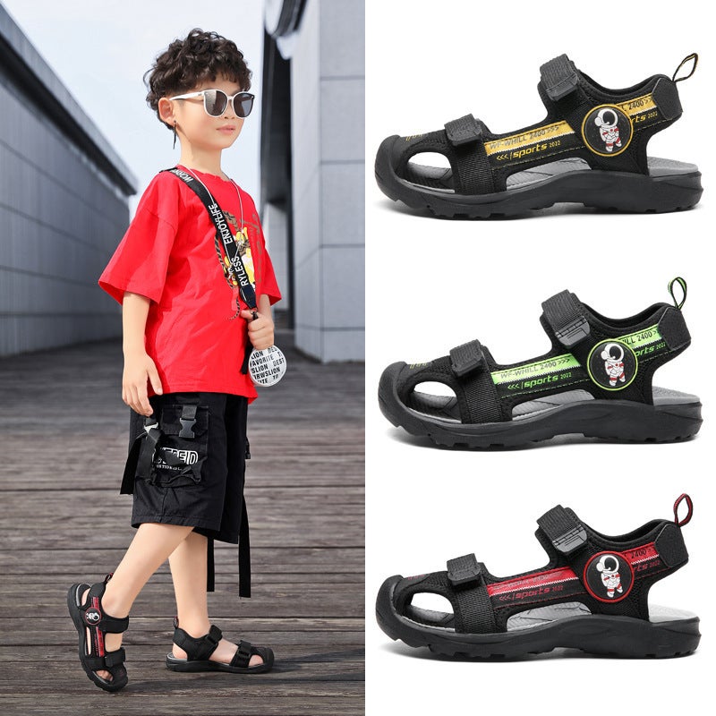 2024 Children'S Beach Shoes Boys Baotou Velcro Sandals A Generation Of Hair - Image 2