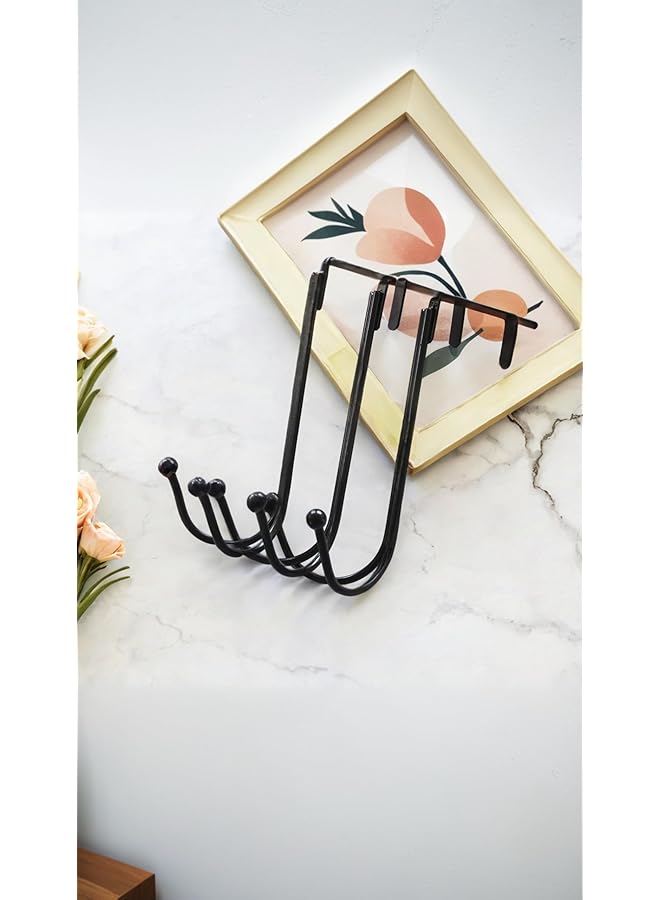 promass 2-Pack Over Door Double Hanger Hooks - Black Metal Twin Hooks Organizer for Coats, Hats, Robes, Towels - Maximize Space with Sturdy and Stylish Door Hooks - Image 1