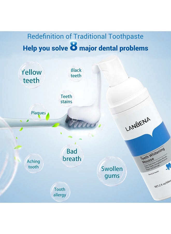 لان بينا موس تبييض الأسنان - ينظف بقع الأسنان، ينعش النفس، يبيض الأسنان، يقوي المينا، يصلح التلف الفموي 60 مل - Image 3